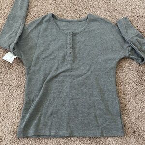 Gray Long Sleeve Henley Top